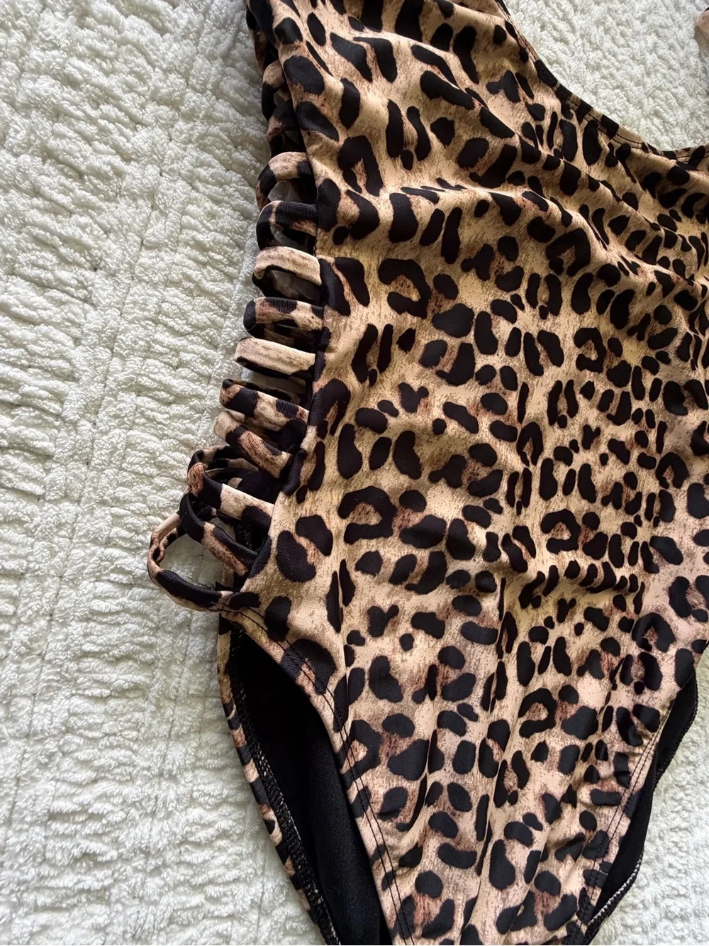 Revamped‎ swim Leopard Strappy Side One Piece Swimsuit Small